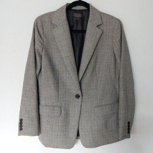 Pendleton Womens 100% Wool Black & White Houndstooth Print Single Button Blazer